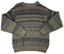 Vintage 90s Eddie Bauer Wool Blend Sweater USA Heather Knit Sz M Cabin Fisherman