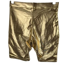 Skims Gold Metallic Disco Shorts Swim Bottom Womens Size Medium 70s 80s