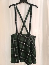 Royal Bones by Tripp Green plaid suspenders skirt XL goth punk anime Hot Topic