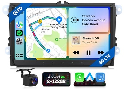 VW Autoradio Wireless CarPlay Android Auto DSP LTE 9'' QLED 8+128GB Navi Radio 4G