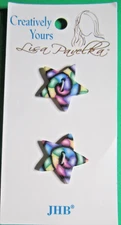 (2) VINTAGE JHB 7/8" LISA PAVELKA STAR POLYMER CLAY 2-HOLE BUTTONS NOS 53384-J1