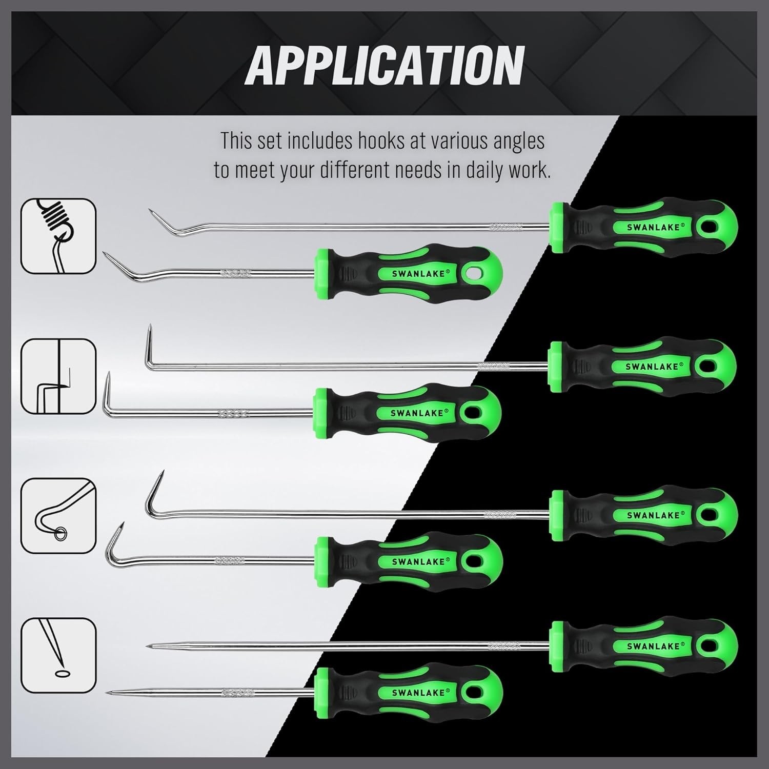 Mini Hook & Pick Set 8-Piece 8.6''- 5.7'' Automotive Tools, Mechanic, Puller DIY