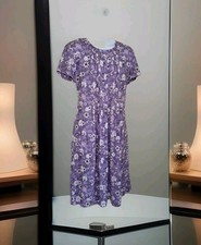 Blair Floral Dress 14PT Purple Pintuck Front Tie Back Peasant Prairie Feminine 