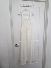 Women’s White Sleeveless Summer Sundress Midi Dress Western Boho Style No Tag