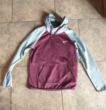 NIKE Women's Ladies Size Small Hooded Hoodie Sweatshirt Dri-Fit Maroon/Gray
