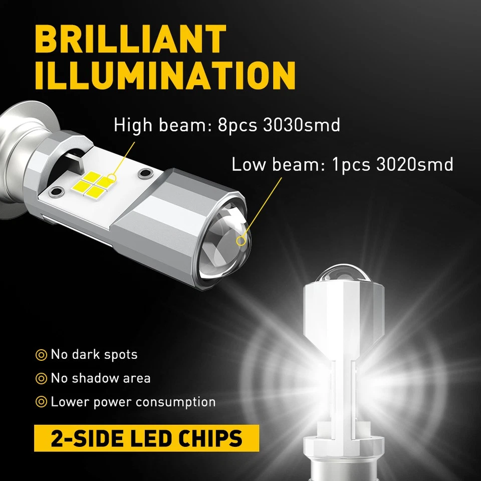 Faros LED ámbar 6500K blanco T19LED faros de haz alto bajo 1-5x para motocicleta 3000K Foto 4 de 4