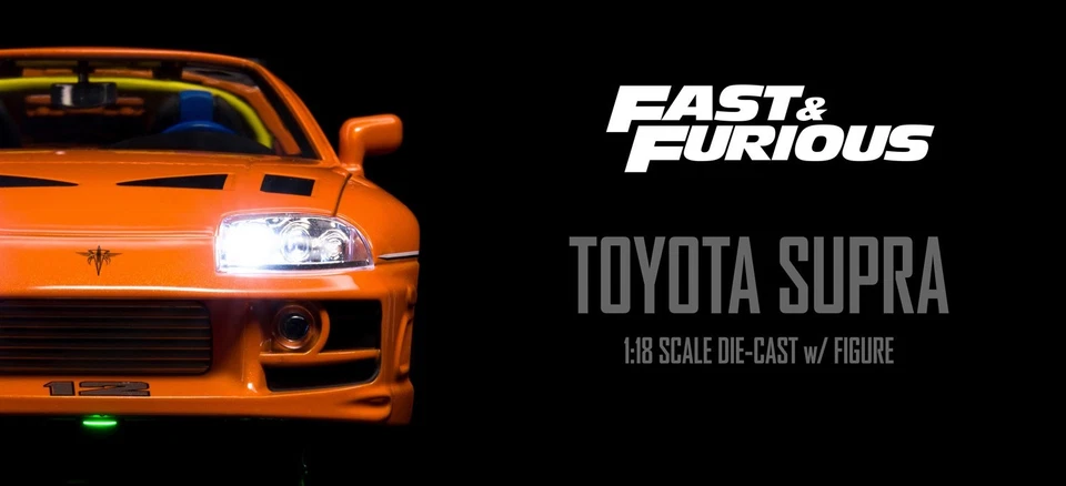 Jada 1:18 Fast & Furious Brian's Toyota Supra w/Light & Figure 31139 Diecast Car - Image 2 of 4