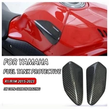 Real Carbon Fiber Fuel Tank Sliders Protector For Yamaha YZF R1 R1M 2015-2023