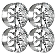 Set-4 Strada Replica Snowflake 24x10 6x139.7 24mm Chrome Wheels Rims 24 Inch