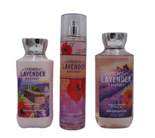 Bath  Body Works French Lavender  Honey BODY MIST GEL LOTION 3 PACK SET 