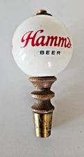 VINTAGE HAMM'S BEER CERAMIC POOL BALL / WOODEN TAP PULL HANDLE VERY RARE