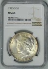 1925-S  NGC  MS63  Peace Dollar  *  Better Date  * #4818807-012