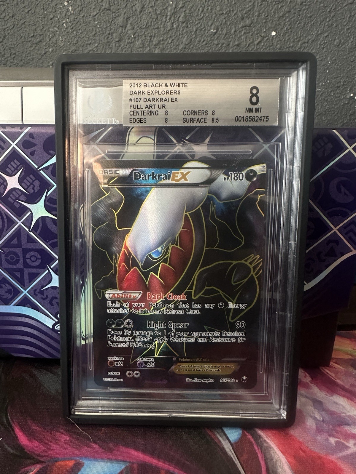 Darkrai EX (107 Full Art) 107/108 Dark Explorers Holo BGS 8