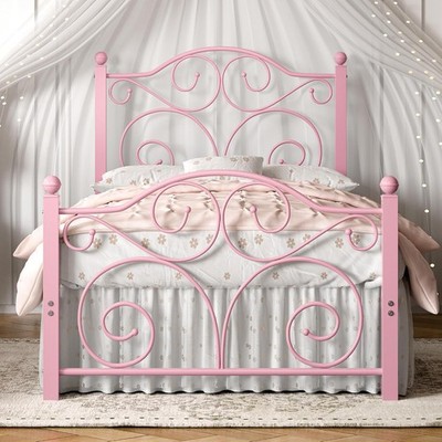 Twin Size Bed Frame W/ Headboard & Footboard Heavy Duty Metal Slat Support