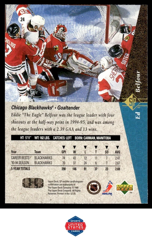 1994-95 SP #24 Ed Belfour - Image 2 of 2