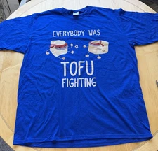 Port and Company Royal Blue Everybody Was Tofu Fighting Graphic T-Shirt Men XL