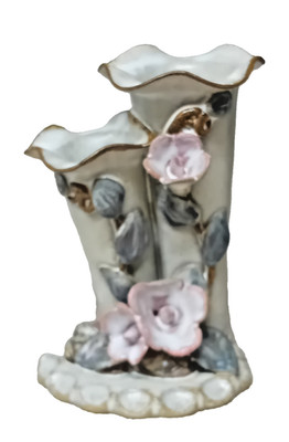 Vintage Akanthus Handwerk Keramik handgefertigte Vase H 12,5 cm