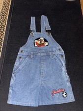 Vtg 90s Looney Tunes Tazmanian Devil Denim Overalls Size 7 Kids