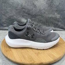 Under Armour Shoes Boys Size 5 Gray White Mesh Athletic Sneakers 3027103-101