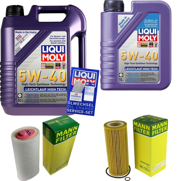 Mann Inspektionspaket 6L Liqui Moly 5W-40 FüR BMW 3Er Touring E46 320D 318D E91-image