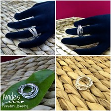 Handmade peruvian ring 950 silver 7 thin rings design Size 6