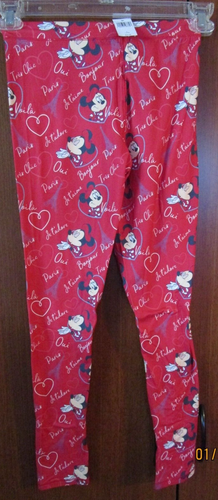 New Disney Parks Minnie Paris Legging Youth Large Poly Elastane Waist 22+ In 27 - Picture 5 of 5