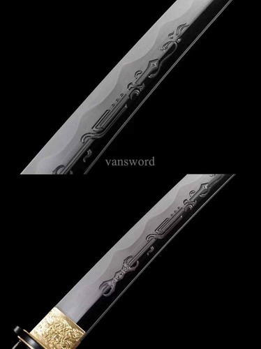Handmade Japanese Wakizashi T8 Steel Clay Tempered Abrasive Sword Full Tang Red. - Picture 6 of 10