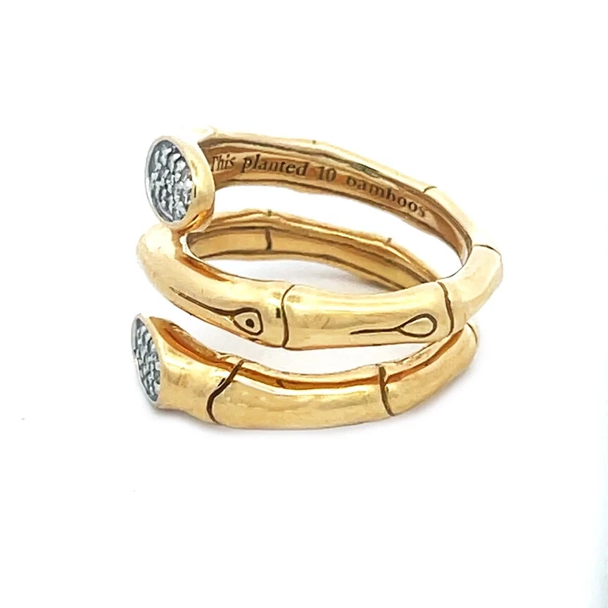 Anillo John Hardy Bambú Oro 18k Amarillo Doble Fila Bypass Estilo Foto 4 de 4