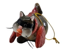 Cat Chicken Christmas Ornament Ceramic Bobble Head Bobblehead READ!! 