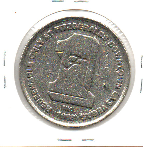 Fitzgeralds Casino Las Vegas 1988 One Dollar Gaming Token as