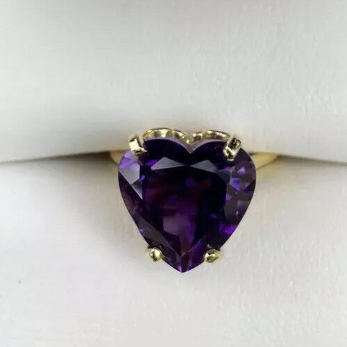 18k Gold Heart PURPLE Amethyst Ring 8TCW SZ 6.25 AAA Magnon Jewelers Custom