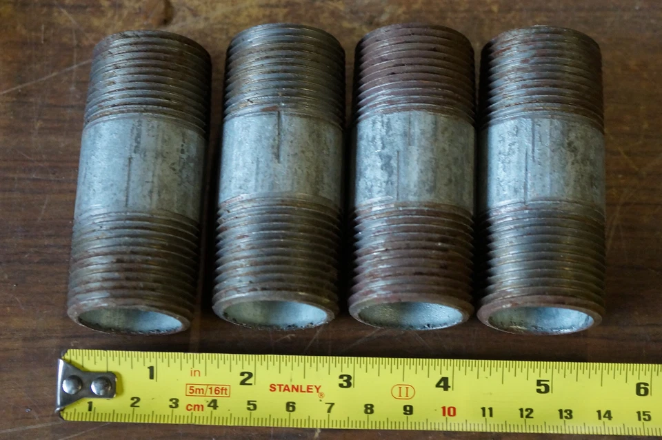 Lot of 4:  Schedule-40 Galvanized Pipe Nipples  1" (1-inch) NPT x 3" Long - Image 4 of 4