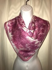 Vtg. Pink Dot Art Chiffon SCARF Women's 22" X 22"