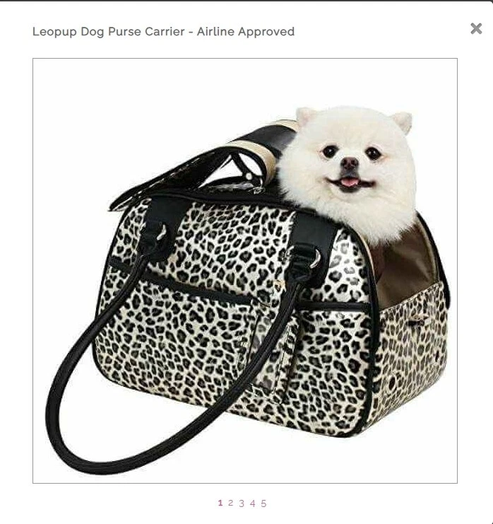 Cute Luxury Plush Pet Puppia Dog Purse Carrier - Airline Approved- Leopard Print - Image 3 of 3