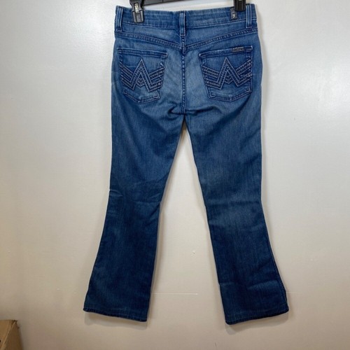 Seven 7 For All Mankind Jeans Womens 25 dark Blue Denim Flare 'A' Pocket - Picture 2 of 5