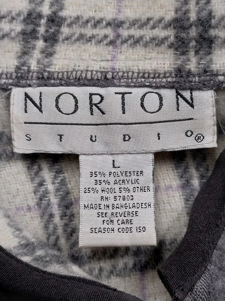 Norton Studio Coat Womens Size Large Gray/ Plaid Full Zip Jacket With Pockets - Image 3 of 4