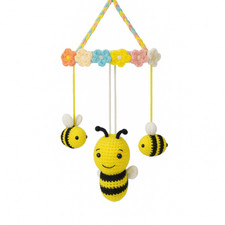 Handmade Crochet Bee Soft Toy Set  Honey Bee Mother with Two Honey Bee Child