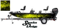 Crappie Fish Fishing Boat Bass Graphic Skeletons Vinyl Wrap Decal Yellow Black