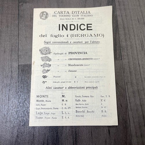 Carta d'italia indice " BERGAMO " Standortdaten Touring Club Italien