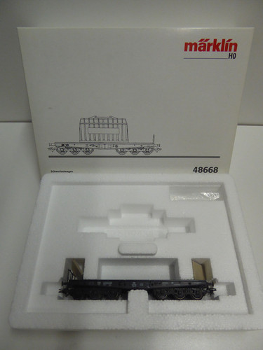 Märklin H0 48668 Flachwagen Ssym46 ohne Ladung mit Rungen 966089 AC Ep.3 OVP | Condition: Gebraucht