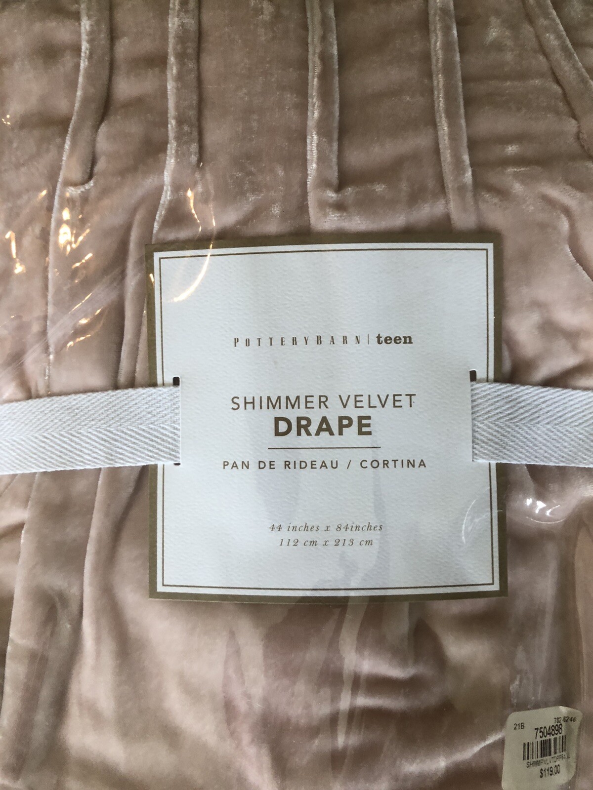 Set/2 Pottery Barn 84” Shimmer Velvet Tie Top Drapes Blush Stunning