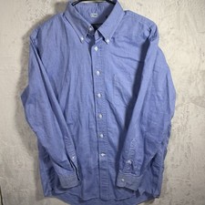 Vintage Lands End Shirt Adult 15 1/2 33 Medium Blue USA Mens 1700