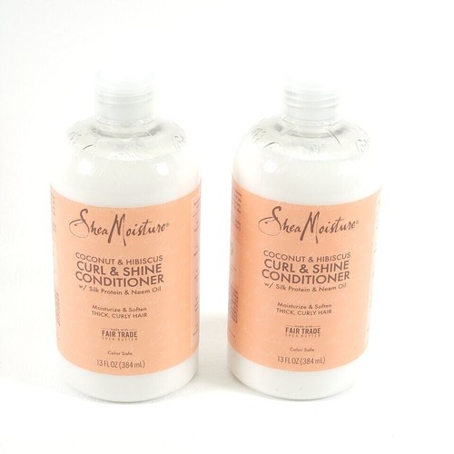 2 X Shea Moisture Coconut & Hibiscus Curl & Shine Conditioner 13 fl oz