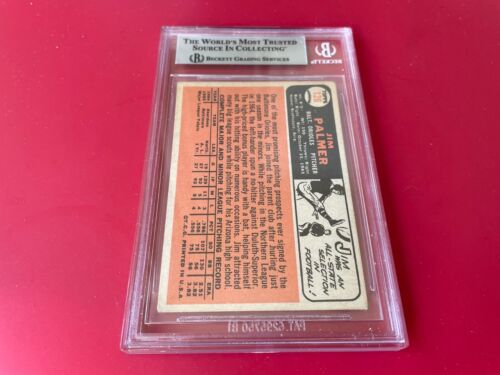 Jim Palmer Orioles HOF 1966 Topps Rookie Karte signiert Auto Beckett BAS Platte - Bild 2 von 2