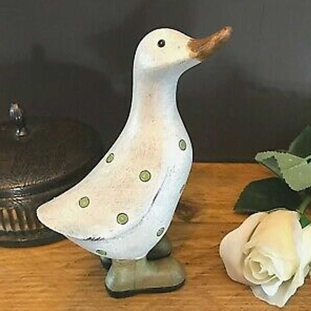 Davids Polka Dot Duck (Aqua) Small Shabby Chic Duck Ornament Gift