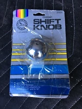 VINTAGE CAL CUSTOM CHROME SHIFT KNOB 1/2 hole 3/8-5/16 Adapters NEW IN PACKET 