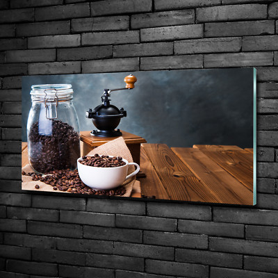 Wandbild Glas-Bild Druck auf Glas 100x50 Deko Essen & Getränke Kaffeemühle