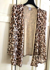 CHICO'S LIGHT KNIT ANIMAL PRINT JACKET, SIZE 1