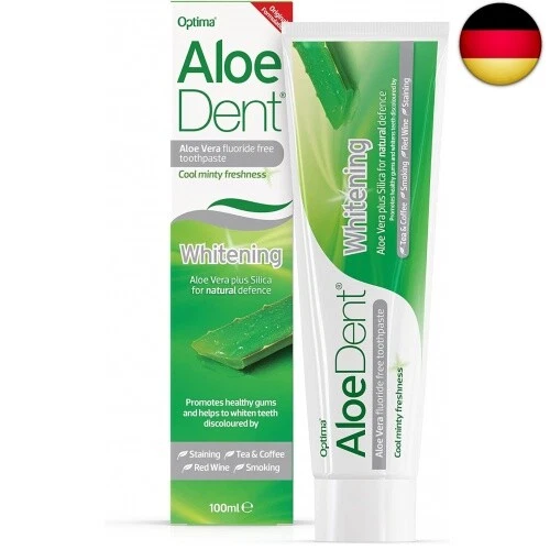 Aloe Dent Aufhellende Aloe Vera-Zahnpasta, fluoridfrei, natürliche Wirkung, 