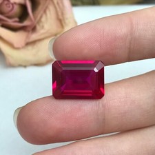 Natural Certified Blood Red Ruby Emerald Cut 10 Ct Loose Gemstone Mozambique